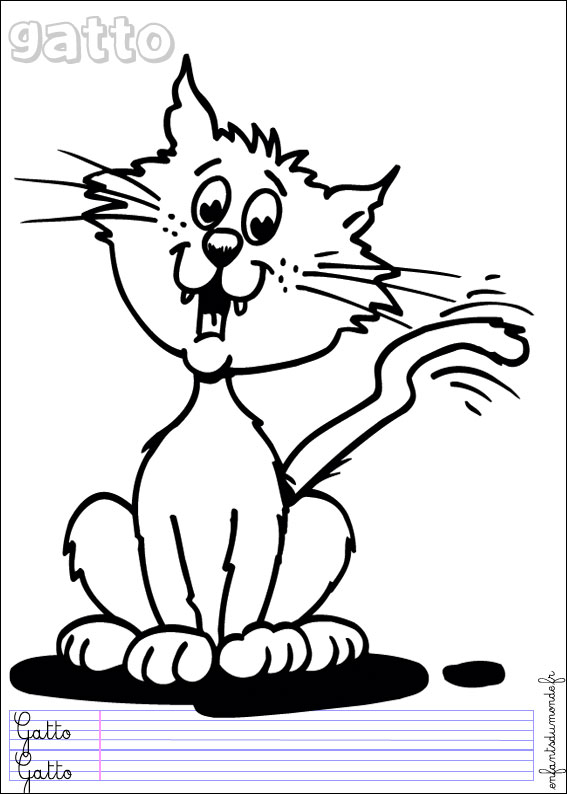 coloriage chat 4 .. Coloriages Animaux domestiques en italien